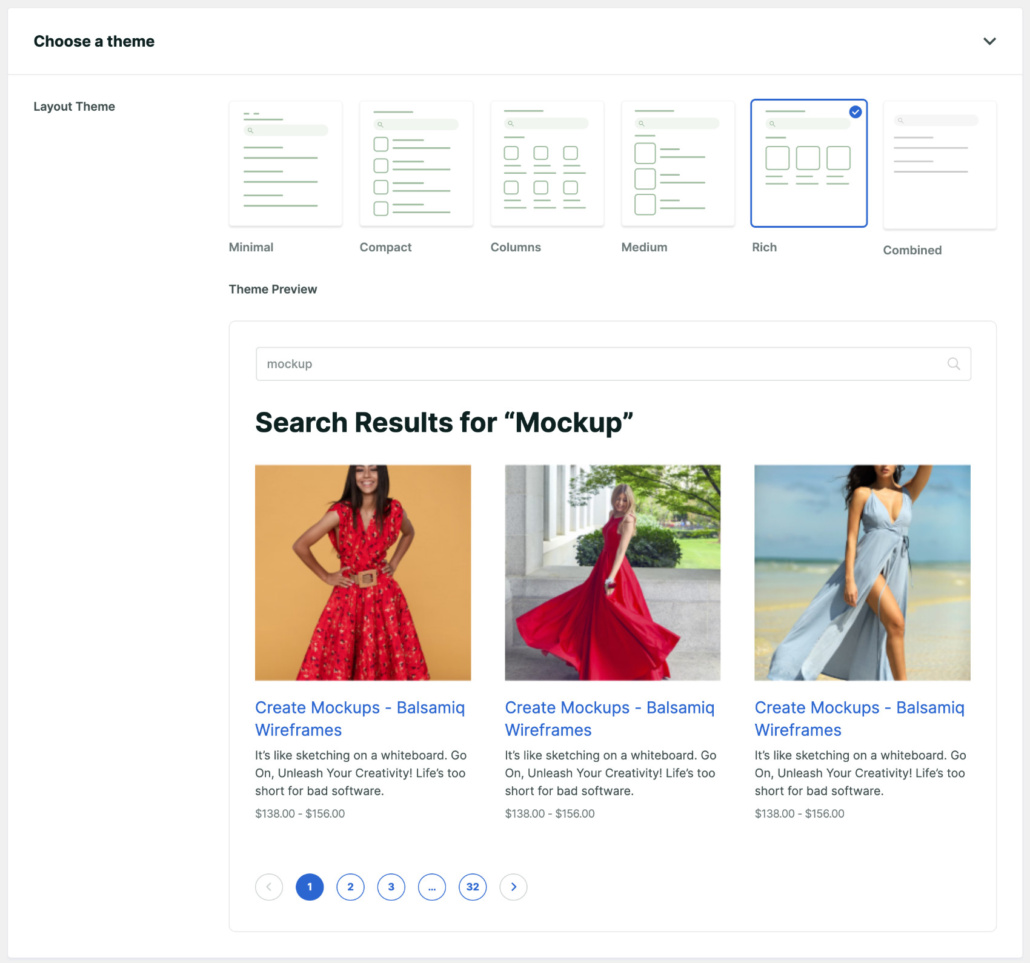 How to customize the WooCommerce search results page: Choose search results page layout