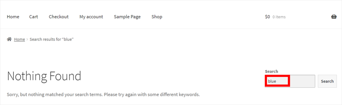 How to Add Custom WooCommerce Search Widgets: Default WooCommerce Search Example