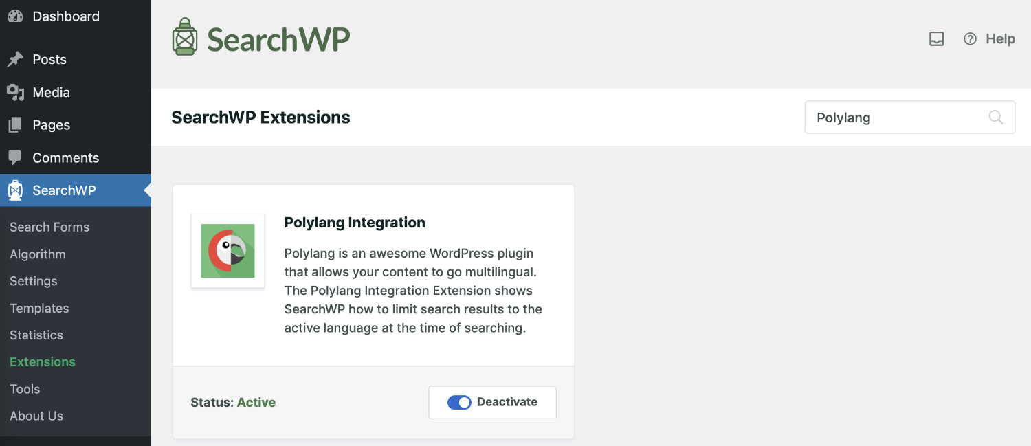 How to make multilingual sites searchable in WordPress: Polylang integration activated