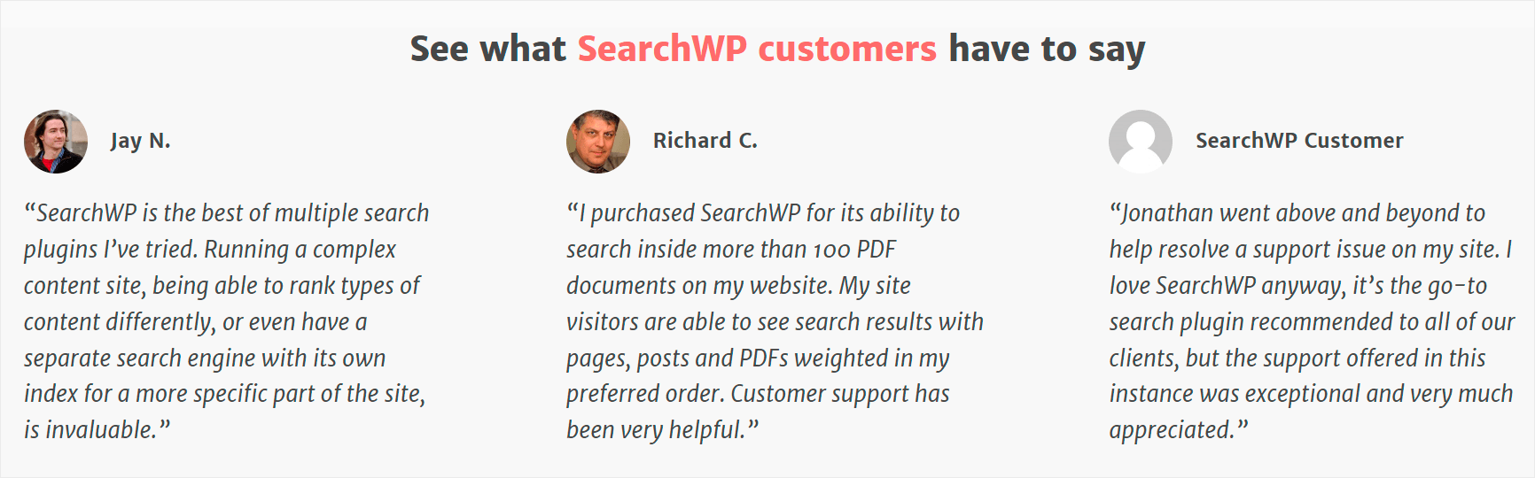 SearchWP testimonials