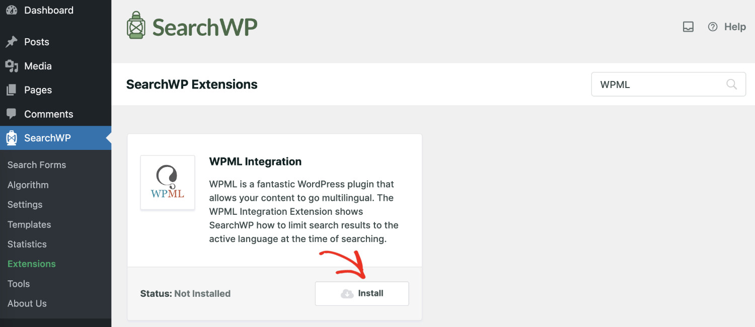 How to make multilingual sites searchable in WordPress: WPML integration install.
