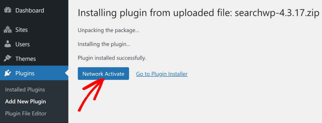 Activate plugin for network