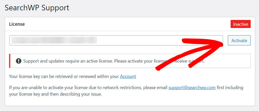 activate your searchwp license