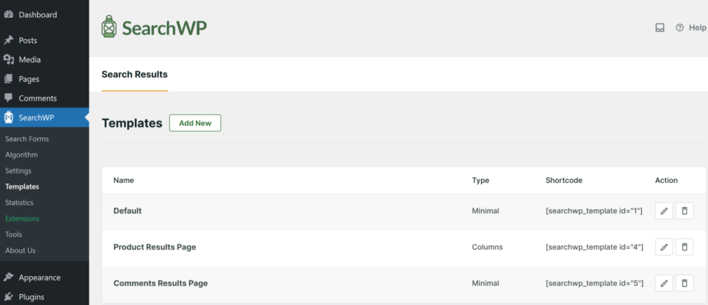 Add multiple results template