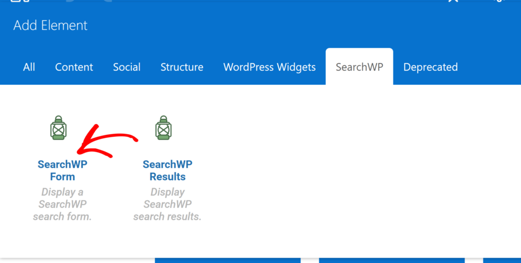 Add the SearchWP form element