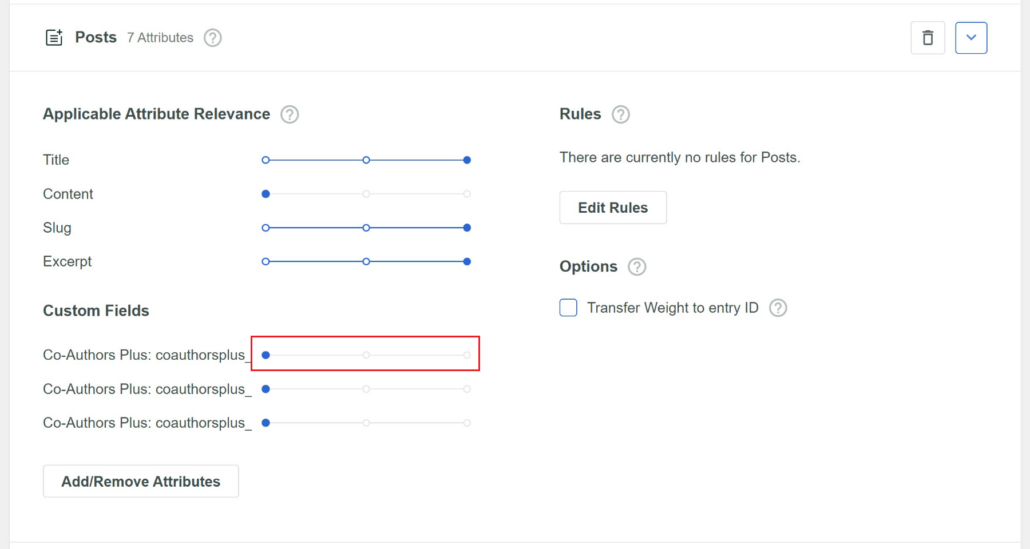 Change co author attributes weights