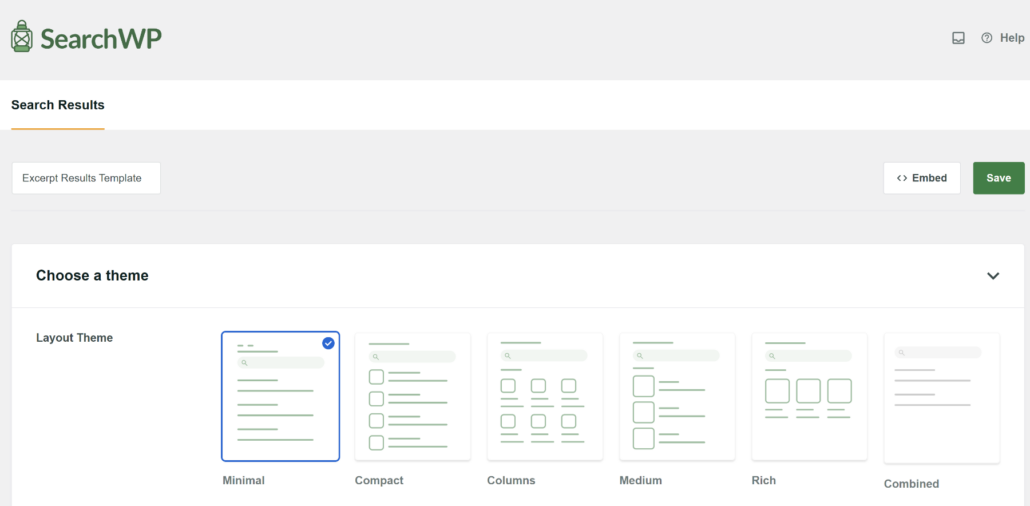 Choose a search results template
