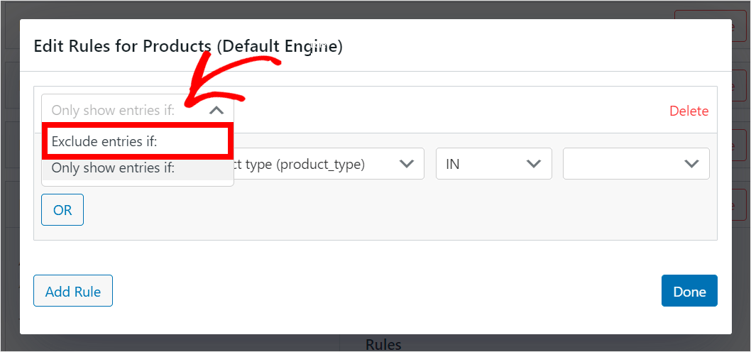 choose exclude entries if