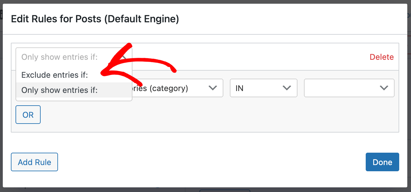 choose exclude entries if