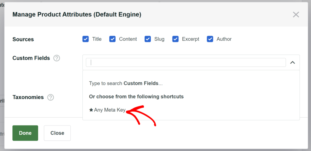 Choose product any meta option