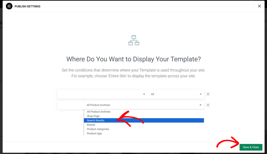 Choose search results condition
