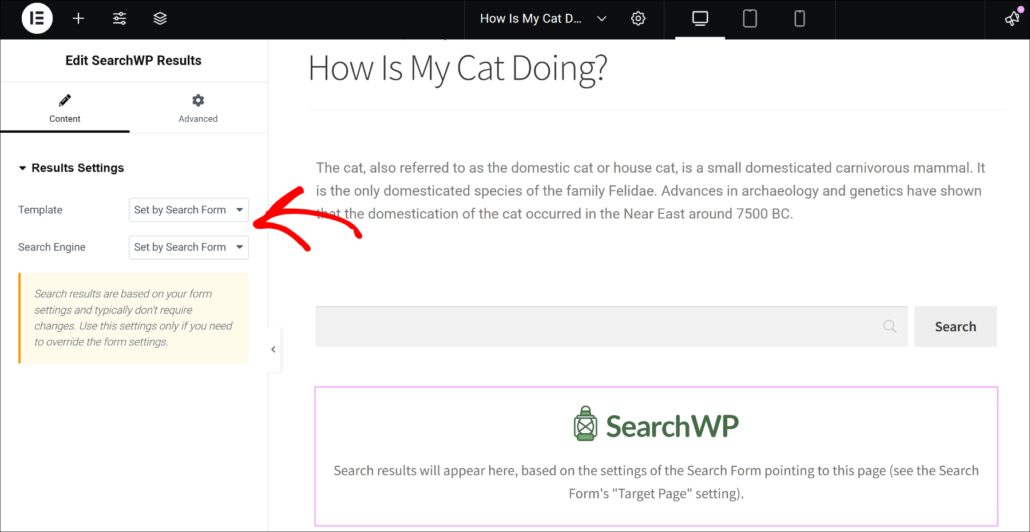 Choose your search results template