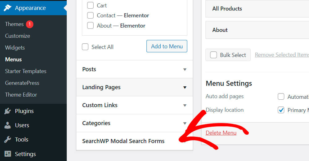 click searchwp modal search forms