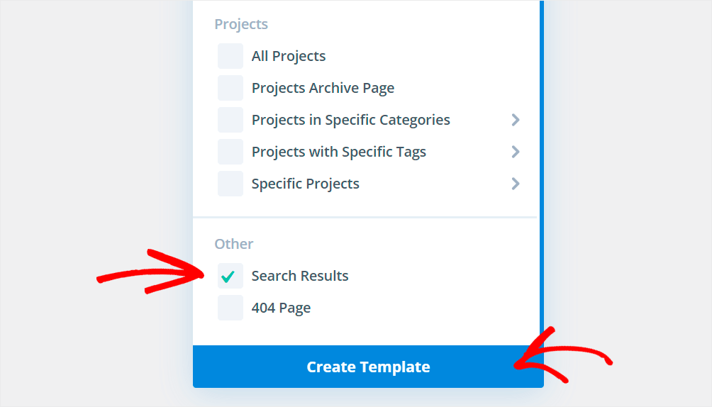 create a search results template