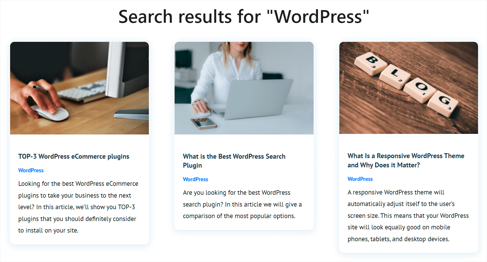 custom search results page