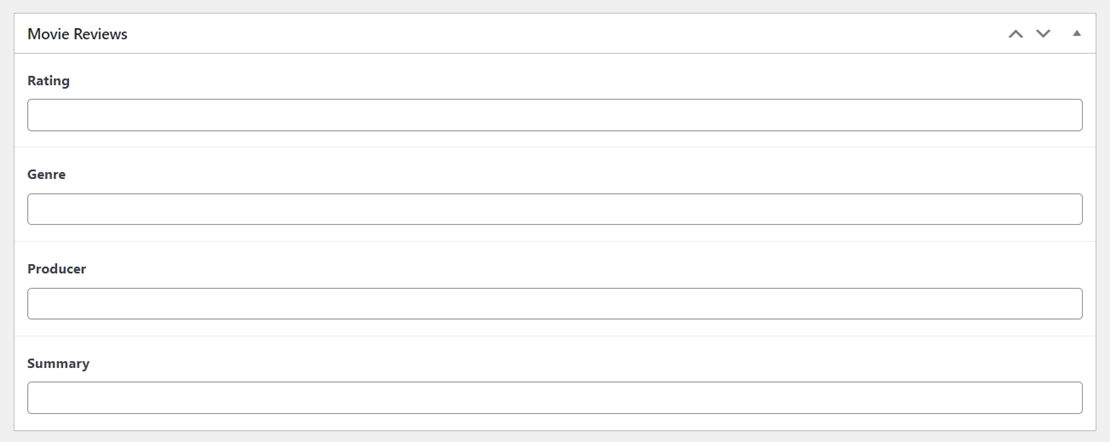 custom fields for WordPress movie review website
