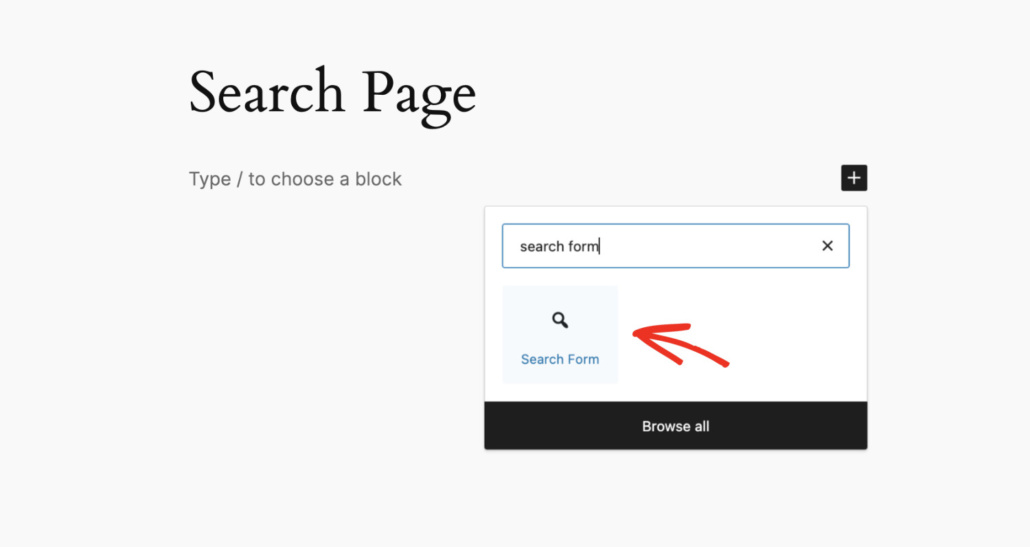 Select search form block