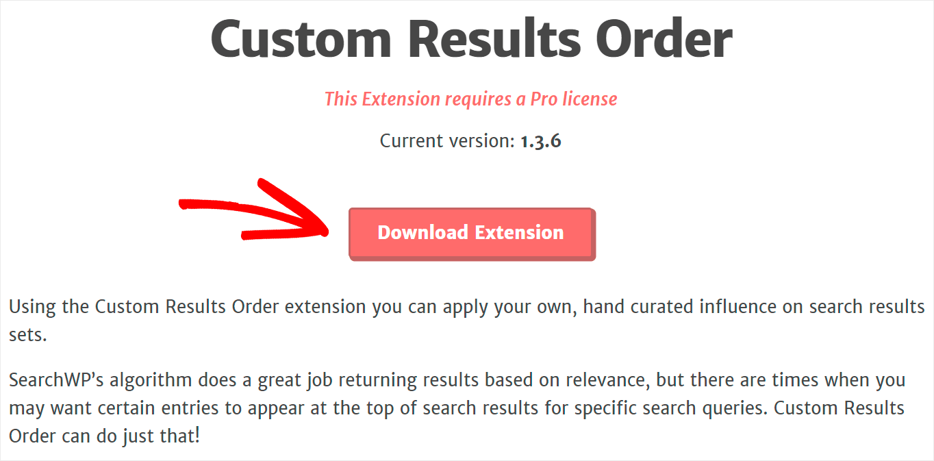 download the Custom Results Order extension