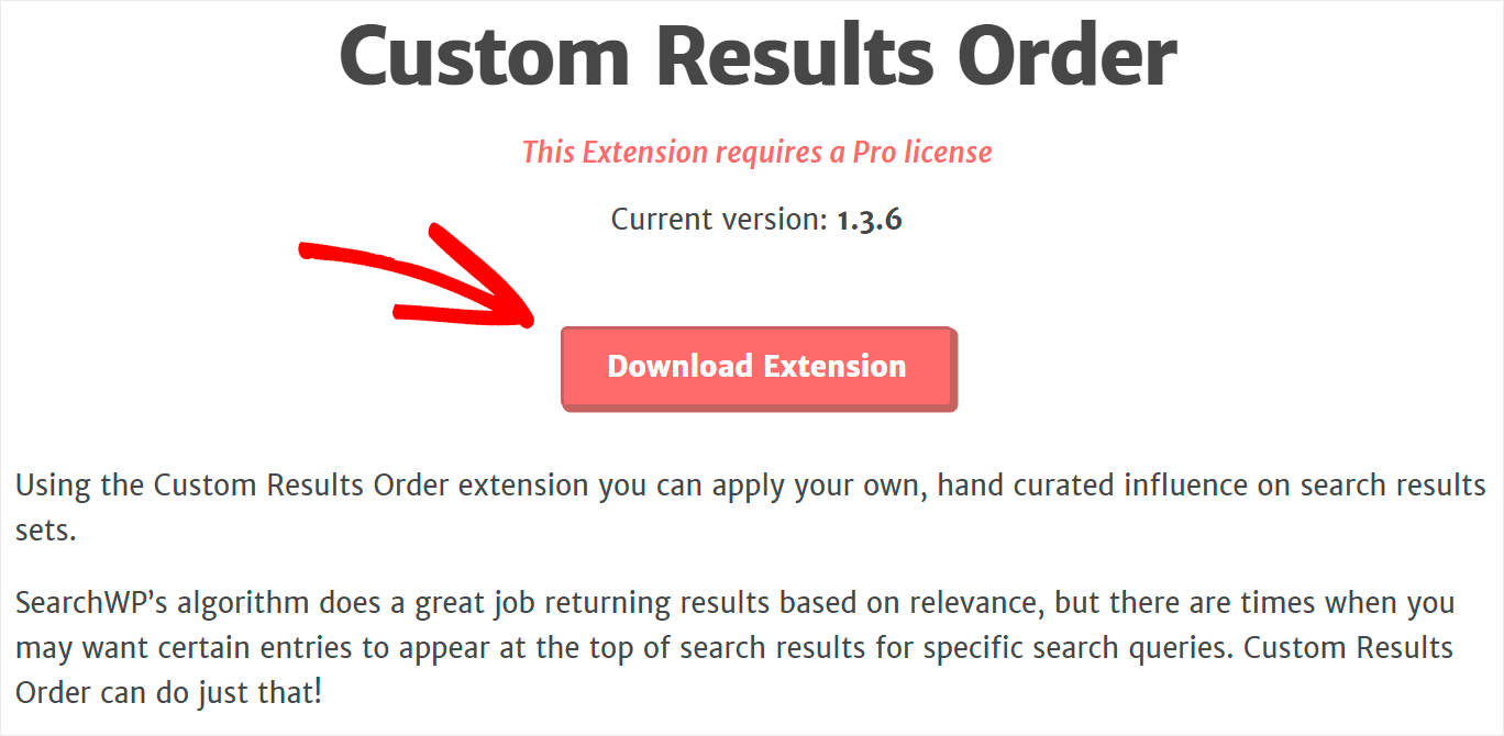 download the Custom results order extension