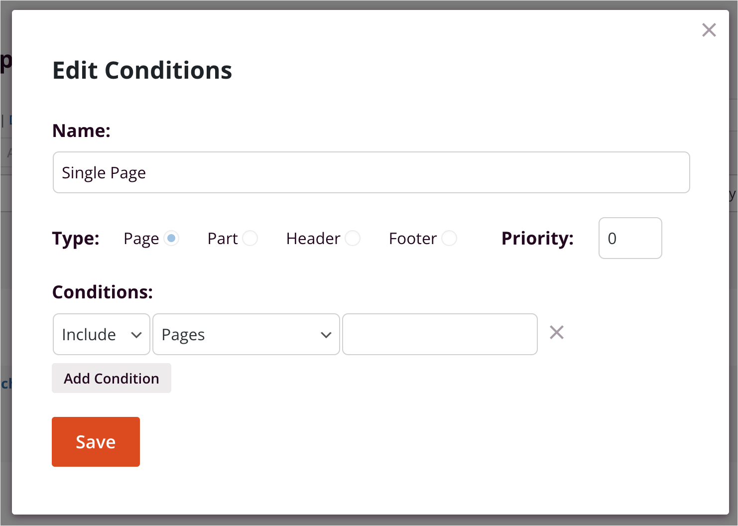 edit the page conditions