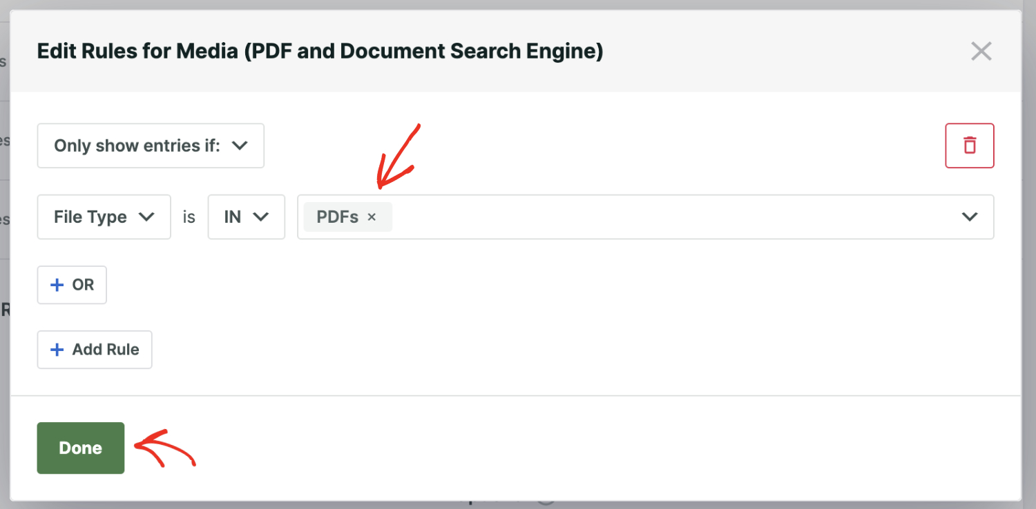 Showing only PDF files in the search results
