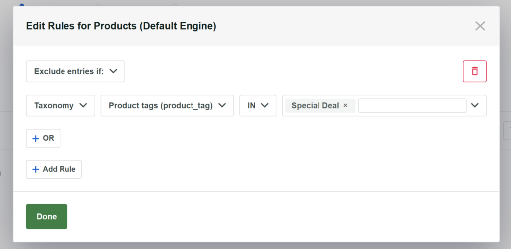 Enter product tags to exclude