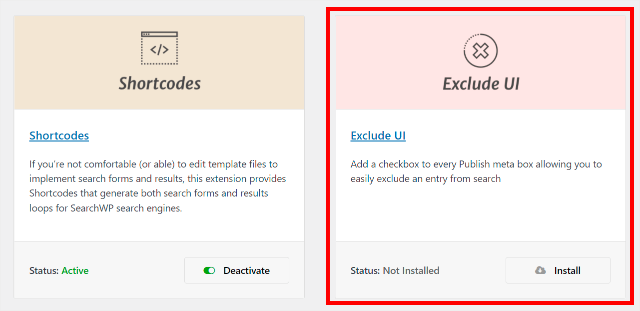 find the Exclude UI extension