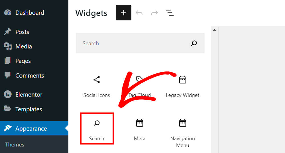 find the search widget