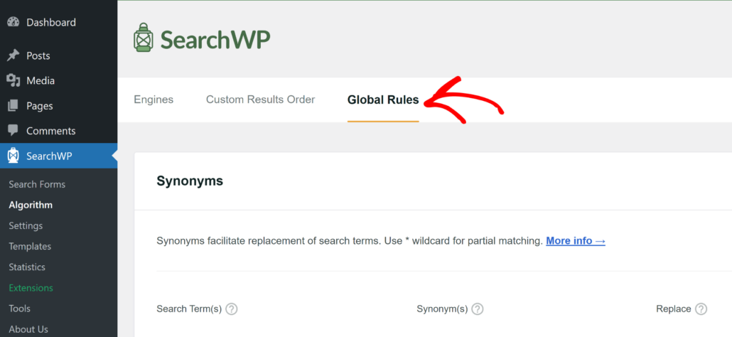 Global rules SearchWP