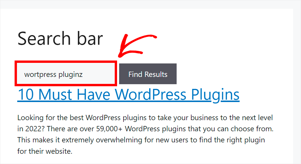 how to add fuzzy search to WordPress sites: example of fuzzy search