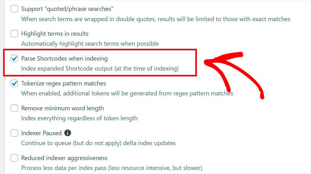 Include shortcodes to WordPress search