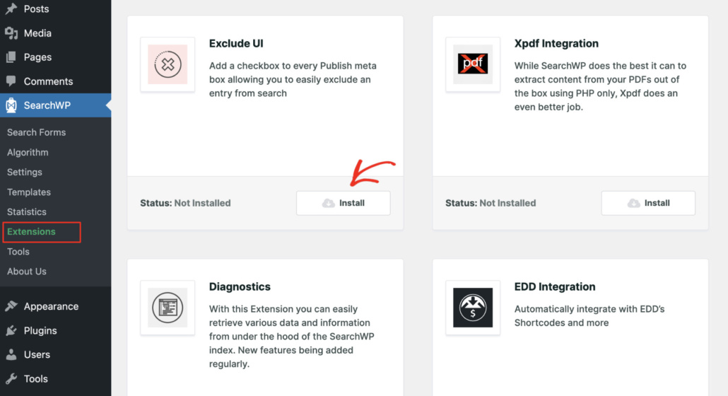 Install Exclude UI extension