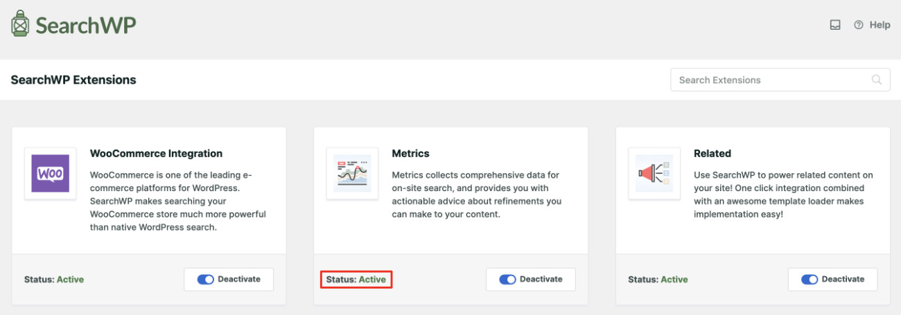 installing and activating the Metrics extension to Find The Most Searched Product