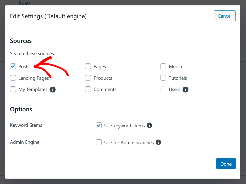 limit your search to posts only