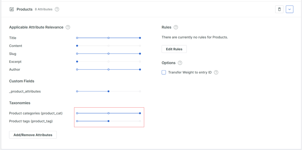 Move slider to adjust weights