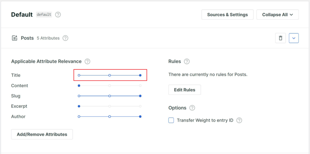 Move the slider to assign weights