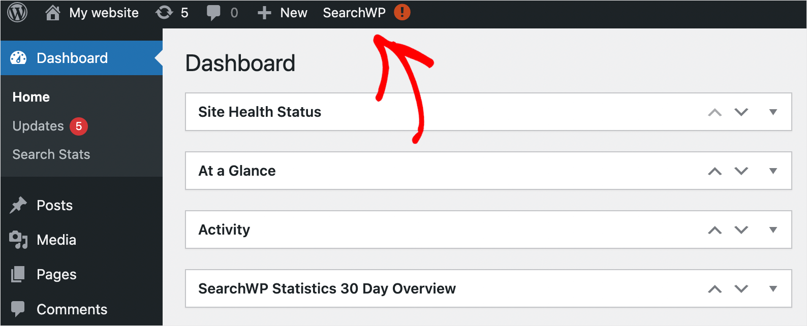 navigate to the SearchWP tab