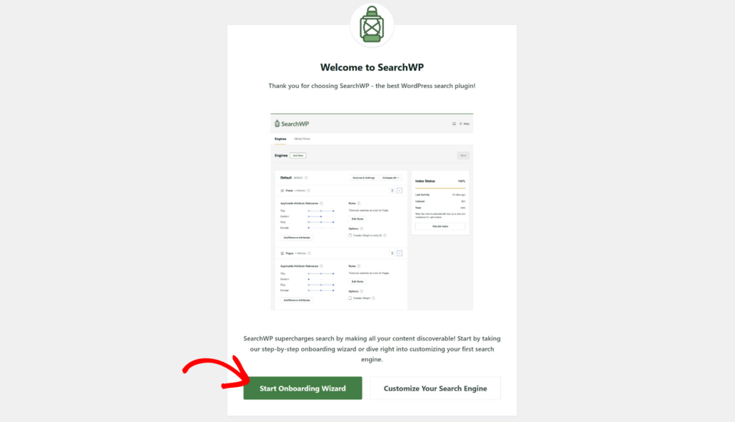 Onboarding wizard SearchWP