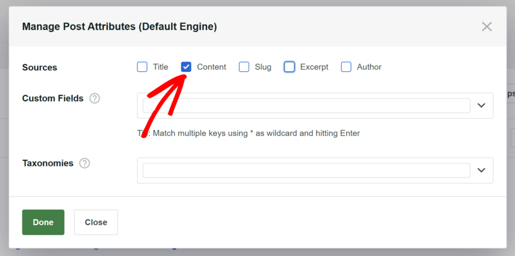 Only select content attribute