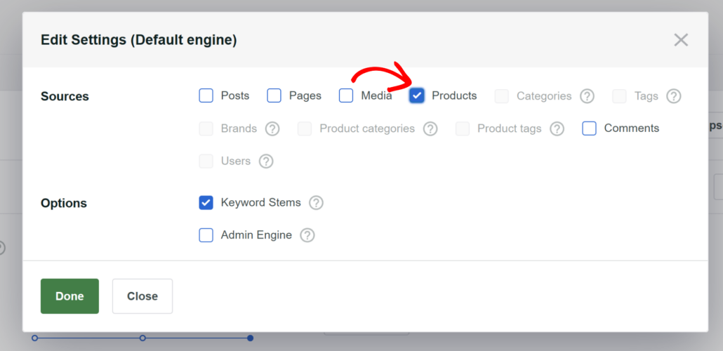 Only select product as source