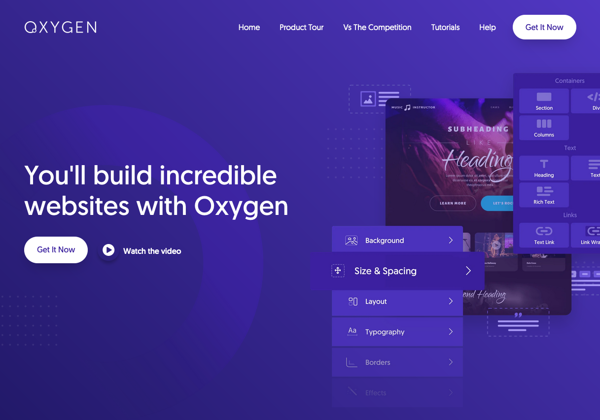 Screenshot of Oxygen website