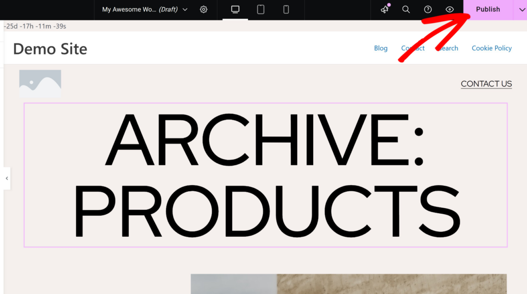 Publish Elementor product results page