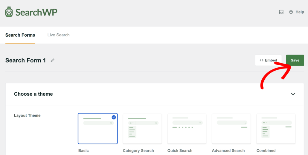 Save search form settings
