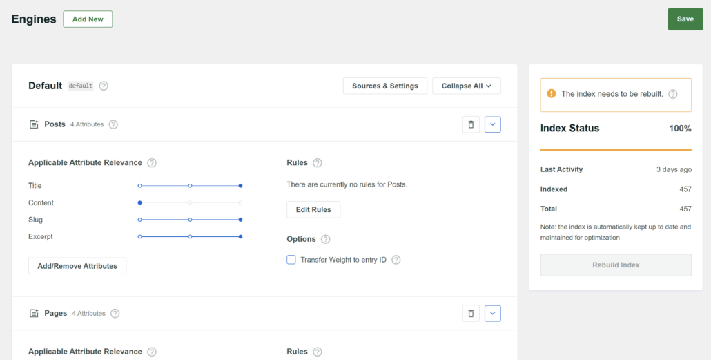 Search engine in SearchWP