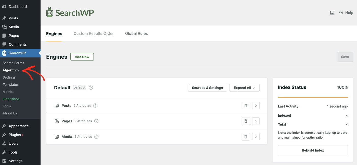 How to Add Custom WooCommerce Search Widgets: Step 1 - Set Up Search Engine In SearchWP