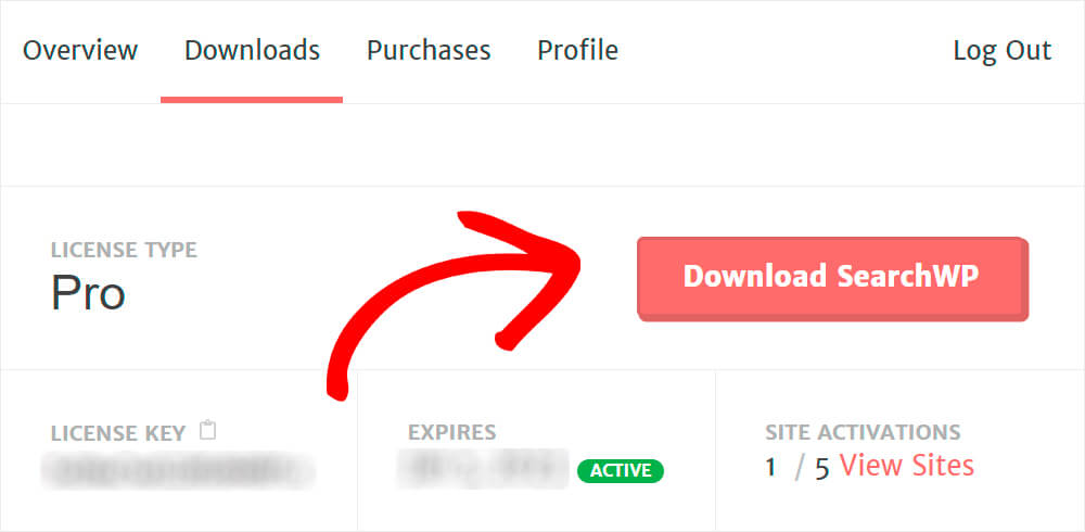 SearchWP download button