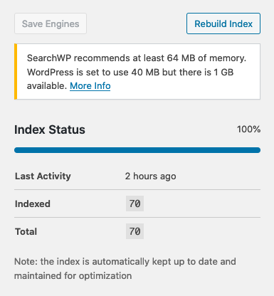 SearchWP memory limit notice