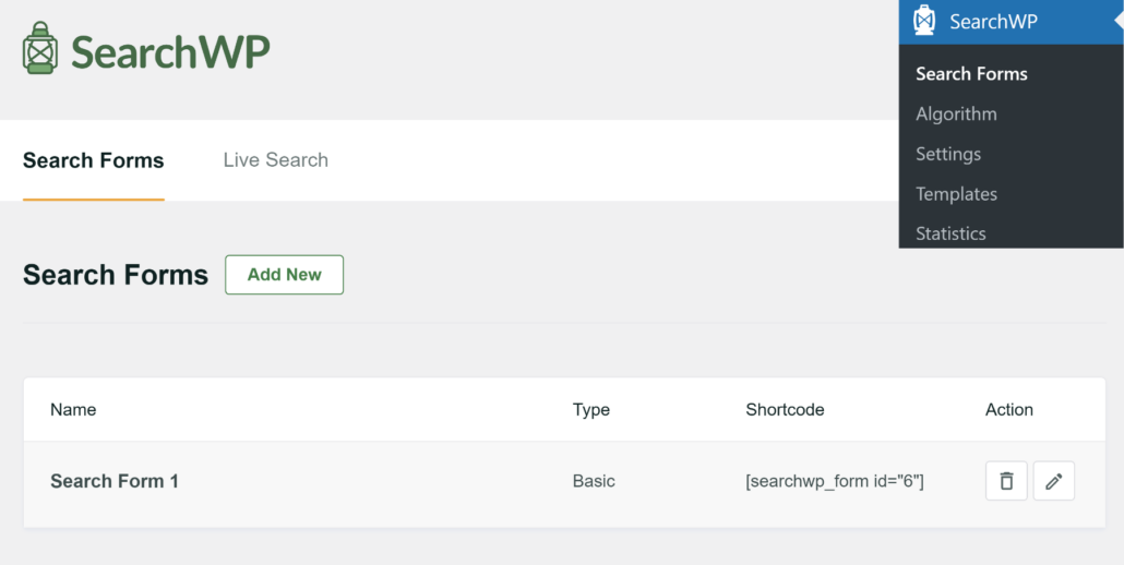 Select a search form