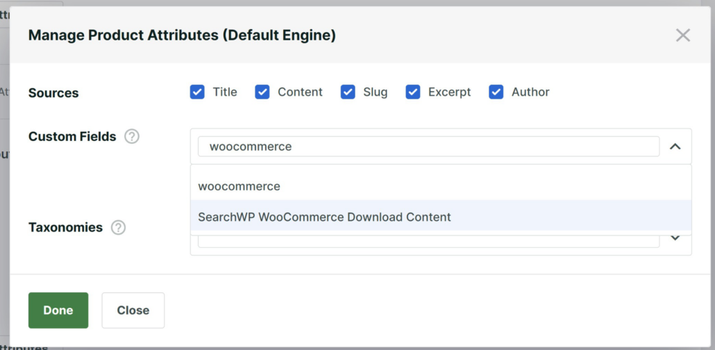 Select WooCommerce download content