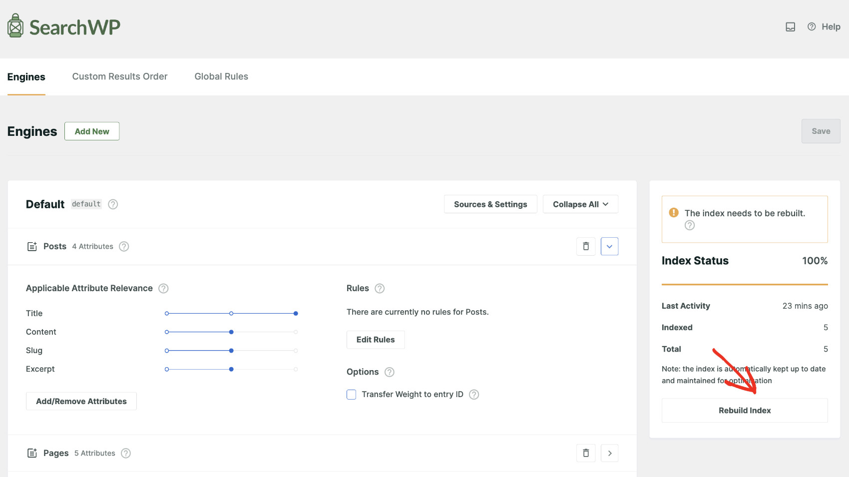 How To Display Clickable Keywords Below The Search Bar In WordPress: Configure search engine Step 8